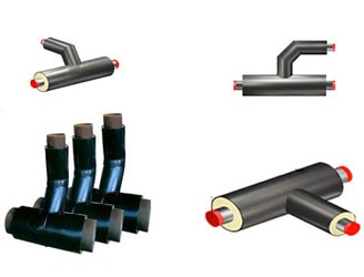 預制直埋保溫管件主要包括保溫彎頭、保溫三通、保溫異徑管等。采用的是聚氨酯泡沫的保溫技術。聚氨酯泡沫具有良好的機械性能和絕熱性能，通常情況下可耐溫120℃，通過改性或與其它隔熱材料組合可耐溫180℃。預